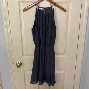 Maurices grey pleated poly dress w/ lining, sz s